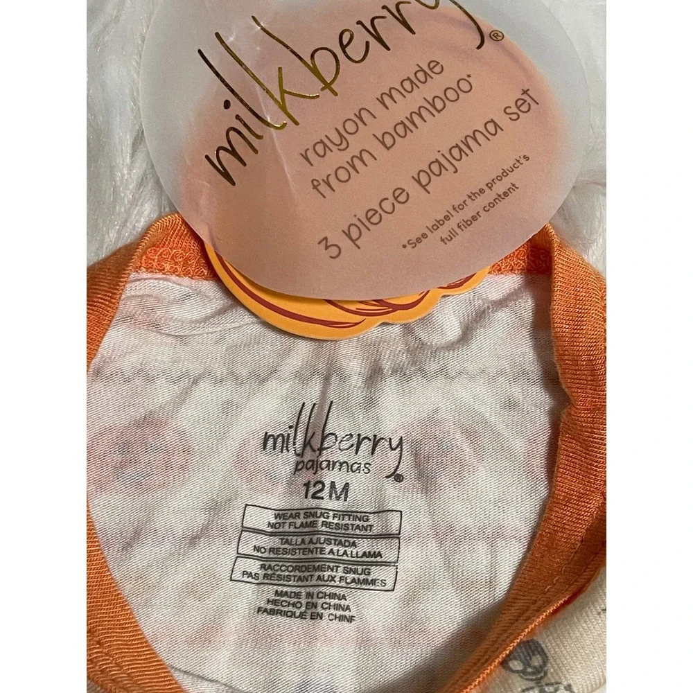 Baby Milkberry Halloween Bamboo Pajama Orange Beige Skeleton Pumpkin 12 Months